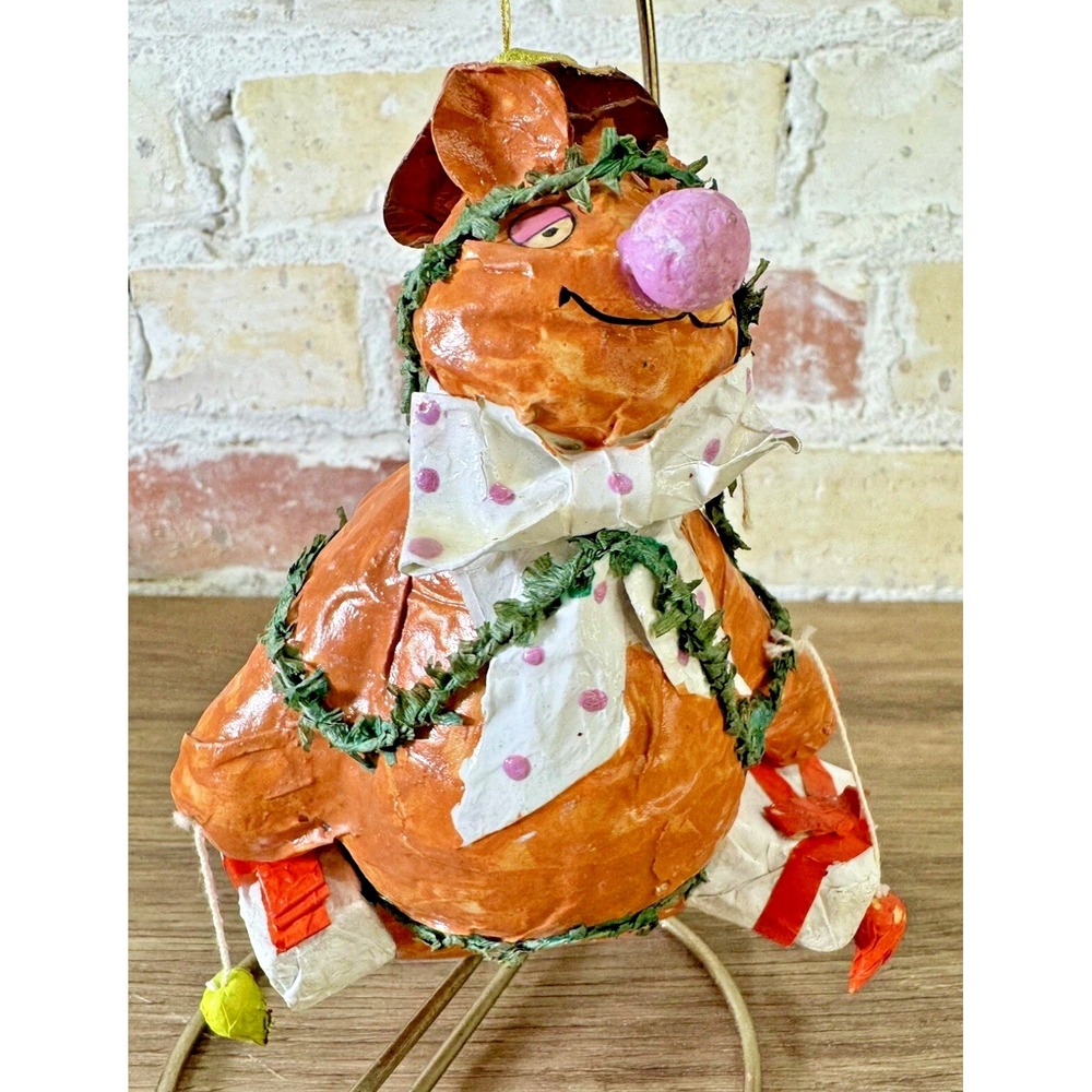 Vintage 1978 Fozzie Bear Muppets Paper Mache Christmas Ornament Jim Henson Retro